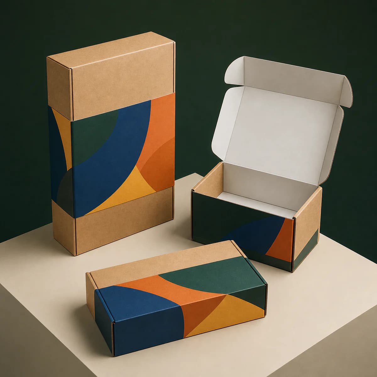 Caixas de papelão personalizadas com impressão abstrata de campanha